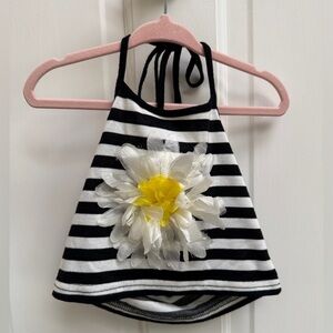 Little Mass 2T Gifls Black and White Striped Halter Floral Tie Sleeveless Shirt